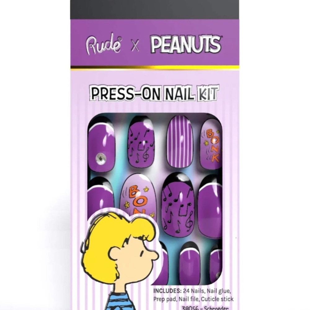 RUDE x Peanuts Purple Press-On Nail Kit